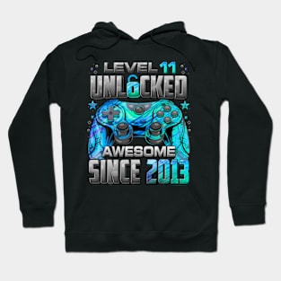 Level Unlocked Awesome Since 2013 11th Birthday Gaming Hoodie